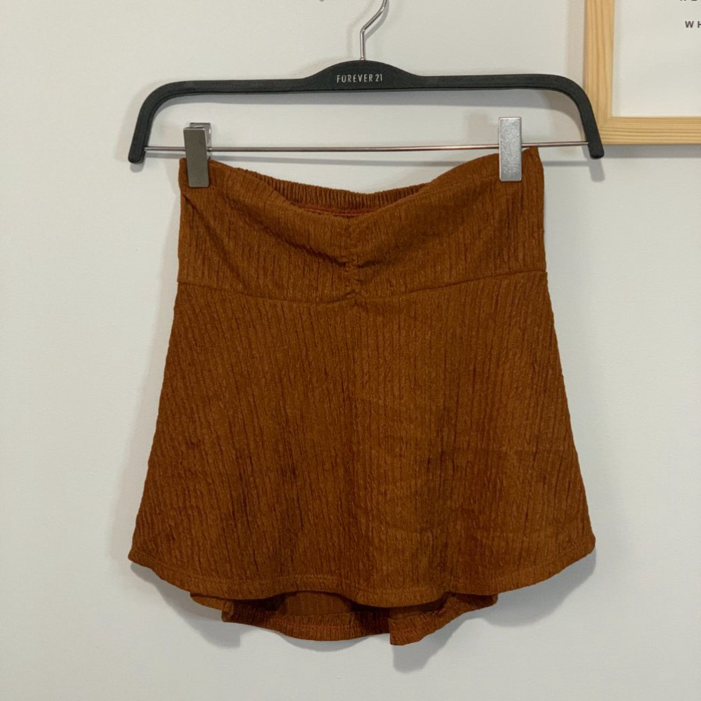 BNWOT PATTY PEPLUM TERNO Top | Rusty Orange Brown Tube | One Size | Ruched - Picture 5 of 6